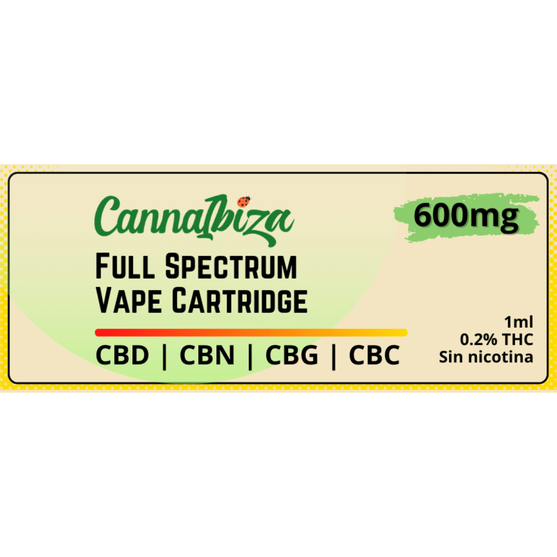 3x Full Spectrum Vape Cartridge 60% / 600mg CannaIbiza 3x Full Spectrum Vape Cartridge 60% / 600mg CannaIbiza